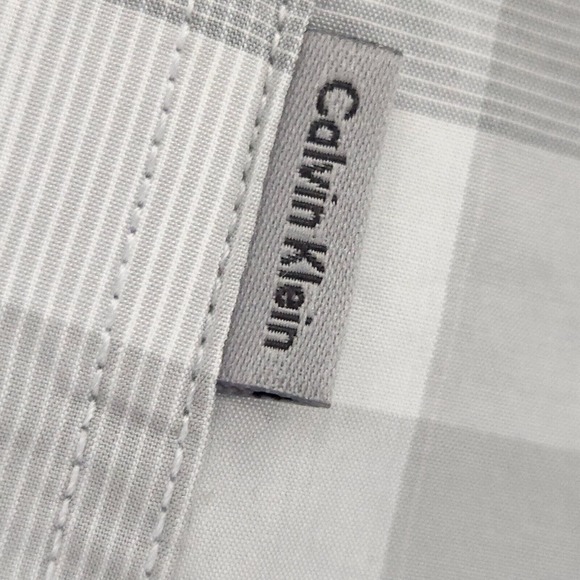 Calvin Klein Mens Shirt Size M Medium Large Plaid Gray Long Sleeve - Picture 10 of 11